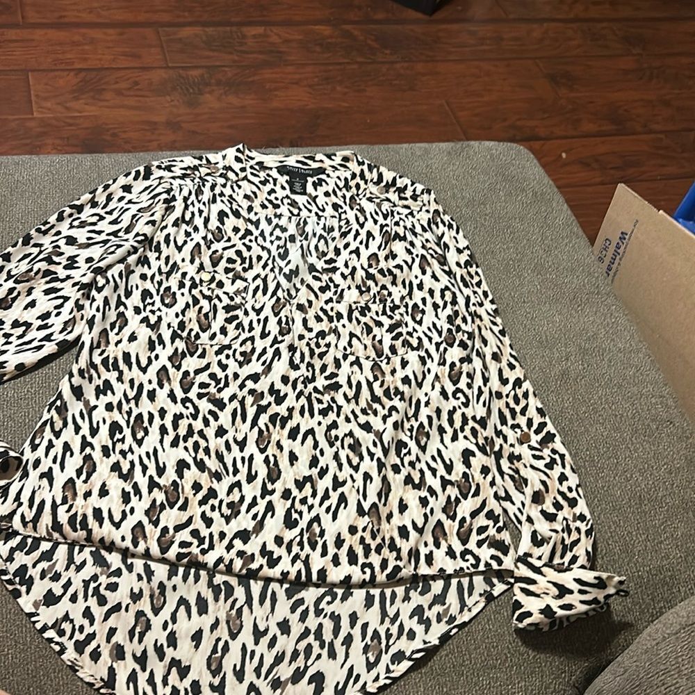 White House Black Market Leopard Print Blouse